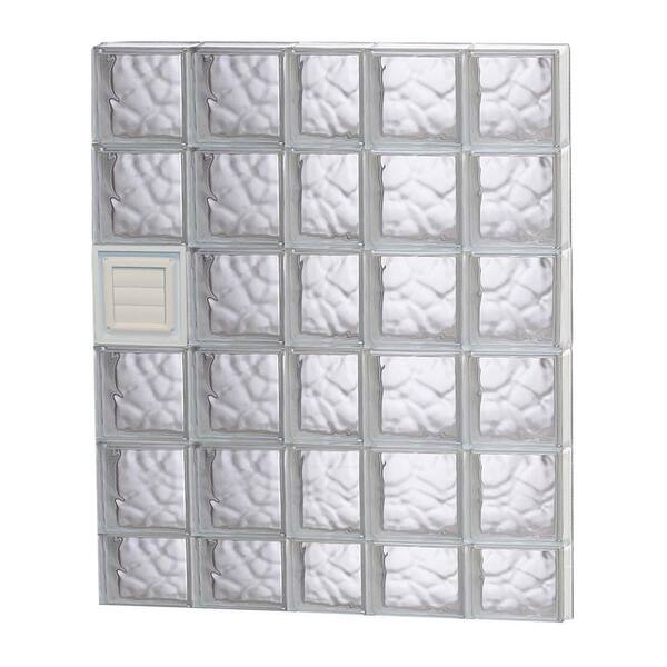 Clearly Secure 36.75 in. x 44.5 in. x 3.125 in. Frameless Wave Pattern Glass Block Window with Dryer Vent