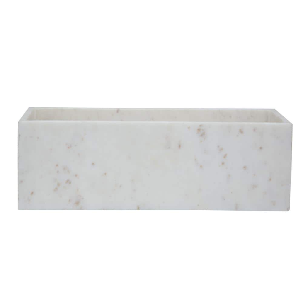 White Rectangular Marble Storage Tray