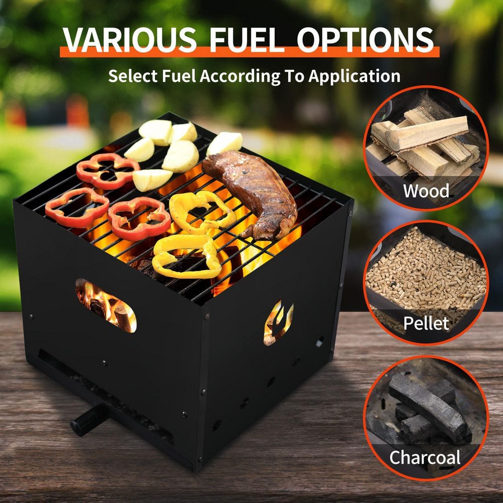 12-Inch Black Multifunctional Outdoor Pizza Oven with Grill and Firepit