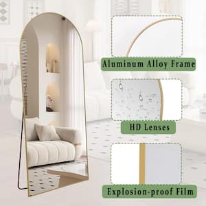 30 in. W x 71 in. H Arched Classic Gold Aluminum Alloy Framed Oversized Full Length Mirror Floor Mirror