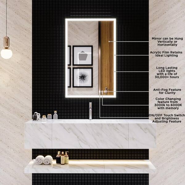 lucent tall led light bathroom mirror