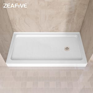 60 in. L x 32 in. W Acrylic Alcove Shower Pan Base with Right Drain in Gloss White Non-Slip Shower Bases for RV/Bathroom