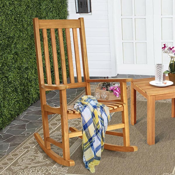 Natural Wood Outdoor Rocking Chair