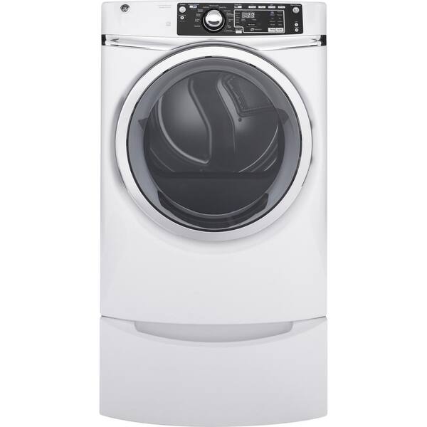 GE 8.3 cu. ft. 120 Volt White Stackable Gas Vented Dryer with Steam, ENERGY STAR