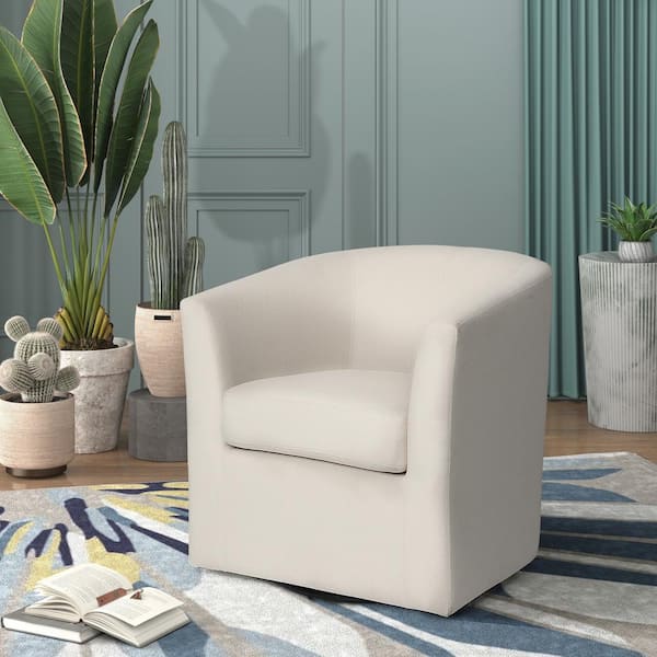 Noble House Shilo White Swivel Club Chair