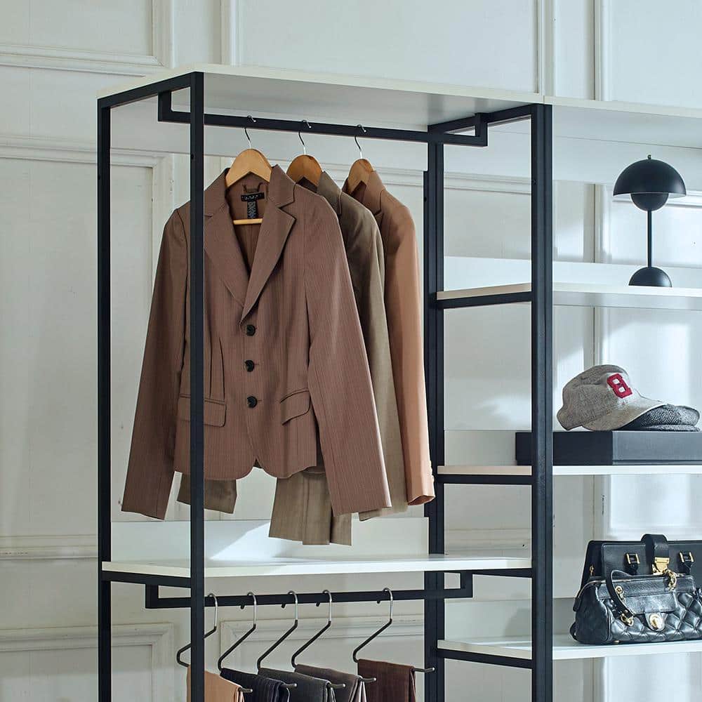 Fiona White Freestanding Walk-In Closet System with Metal Frame