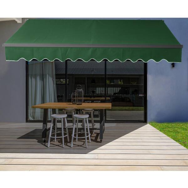 Aleko 10 Ft X 8 Ft Retractable Black Frame Patio Awning Up To 76 Sq Ft Of Coverage In Green Ab10x8green39 Hd The Home Depot