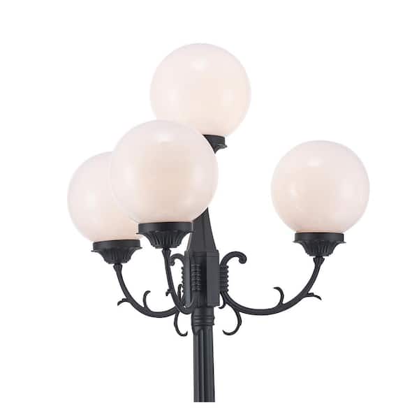 Bel Air Lighting Wilshire 7.5 ft. 4-Light Black Outdoor Lamp Post 