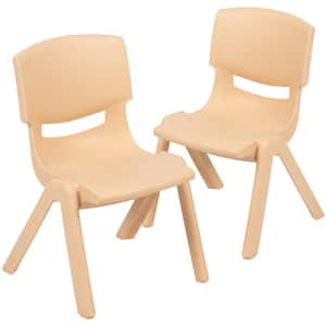 2-Pack Natural Plastic Stackable School Chair with 12 in. Seat Height