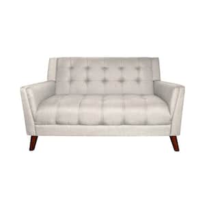 Candace 54 in. Beige/Walnut Tufted Polyester 2-Seater Loveseat with Tapered Wood Legs