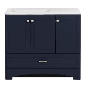 Lancaster 36 in. W x 19 in. D x 33 in. H Single Sink Bath Vanity in Deep Blue with White Cultured Marble Top