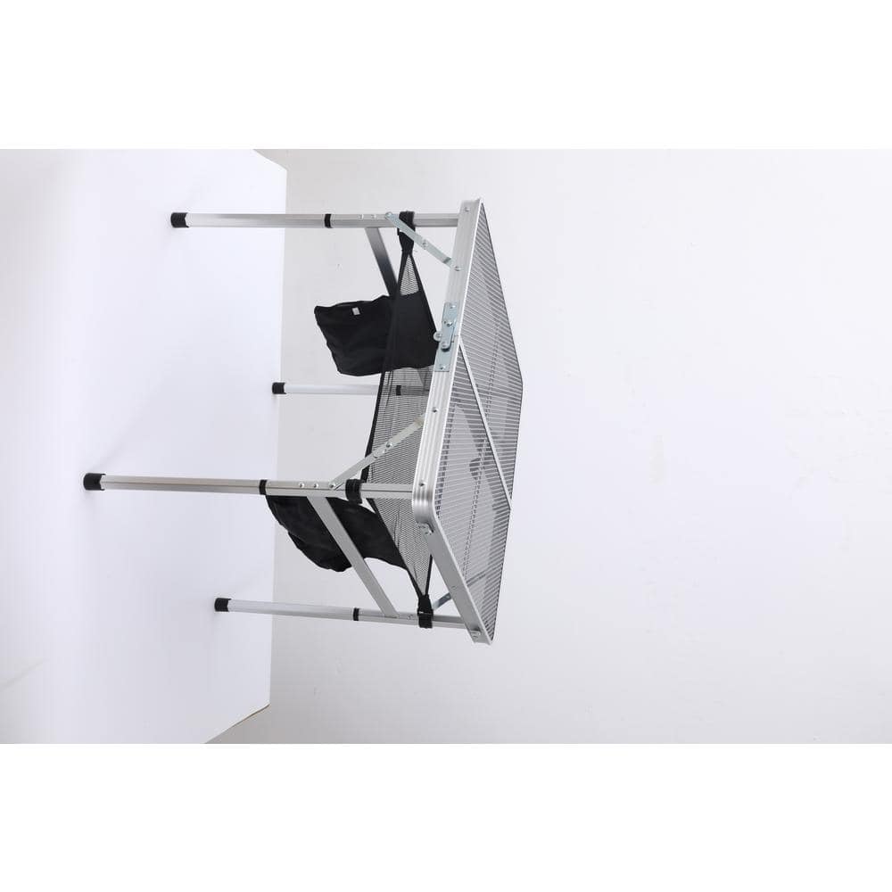 Adjustable White Steel Folding Camping Table with Mesh Bag