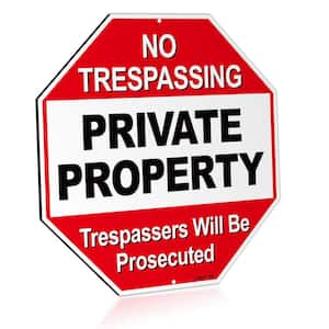 12 in. x 12 in. Private Property Aluminum Warning Sign - No Trespassing Security Alert