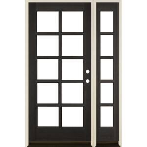 50 in. x 80 in. French LH Full Lite Clear Glass Black Stain Douglas Fir Prehung Front Door with RSL
