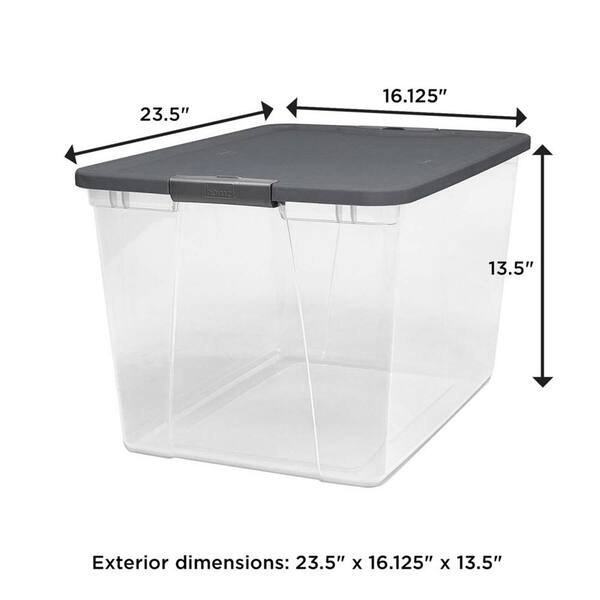 Homz 64 Quart Secure Seal Latching Extra Large Clear Plastic Storage Tote Container  Bin W/ Red Lid For Home, Garage, & Basement Organization (4-pack) : Target