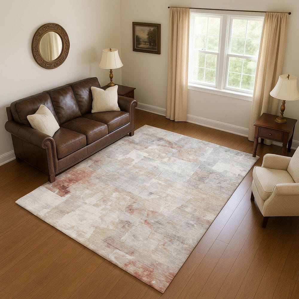Mayfield Premium Machine Washable Abstract AMF1697 Paprika 3 ft. x 5 ft. Area Rug price history on PriceWatchPro