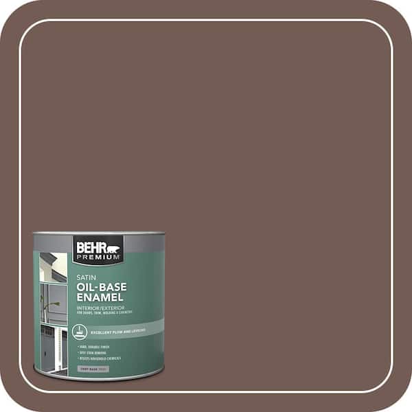 BEHR 1 qt. #220F-7 Yorkshire Brown Oil-Based Satin Enamel Interior ...