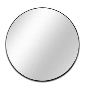 32 in. W x 32 in. H Round Wall Mirror Suitable for Bedroom, Brushed Aluminum Frame Circle Mirrors in Black