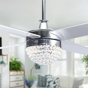 48 in. Indoor Chrome Crystal Ceiling Fan with Light and Remote Control