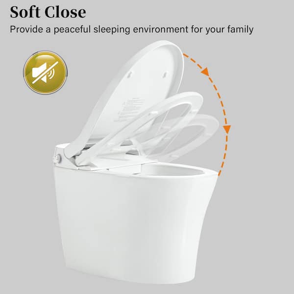 Virubi Heated Seat Smart Elongated 1-Piece Toilet with Foot Sensor, Soft Close, White