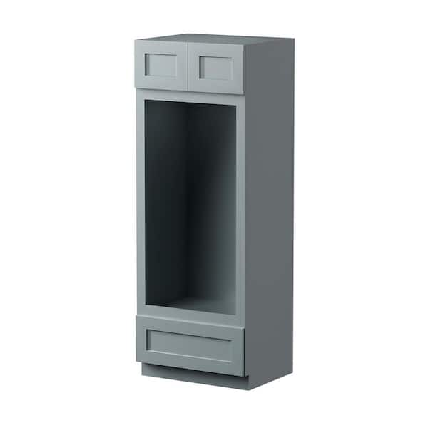 Shaker 31 in. W x 24 in. D x 94 in. H Plywood Ready to Assembled Double Oven Cabinet in Grey