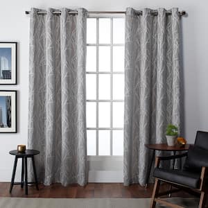 Finesse Ash Grey Nature Light Filtering Grommet Top Curtain, 54 in. W x 84 in. L (Set of 2)