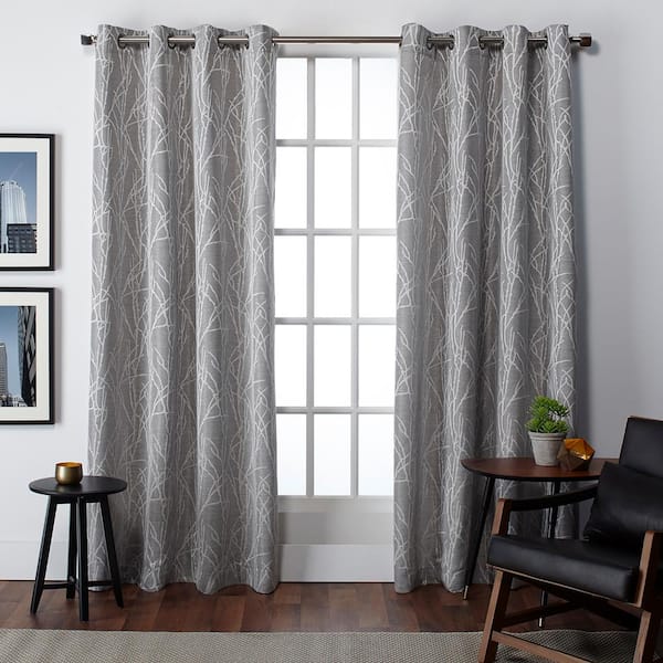 EXCLUSIVE HOME Finesse Ash Grey Nature Light Filtering Grommet Top Curtain, 54 in. W x 96 in. L (Set of 2)
