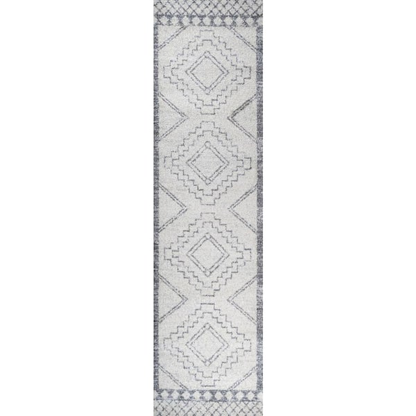 Amir Moroccan Beni Souk Cream/Gray 2 ft. x 14 ft. Runner Rug
