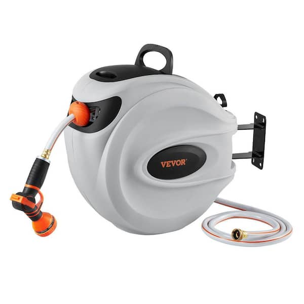 100 ft. x 1/2 in. Retractable Hose Reel-180° Swivel, Wall-Mounted, with 9-Pattern Nozzle and Auto Rewind