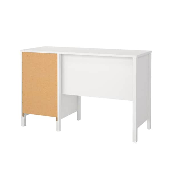 Tvilum Madrid 47 in. Rectangular White Engineered Wood 3-Drawer Writing Desk  with Modesty Panel 796814949 - The Home Depot