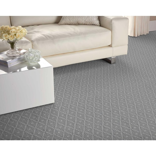 Merino Diamond Dot Slate Gray 12 ft. 36 oz. Wool Pattern Installed Carpet