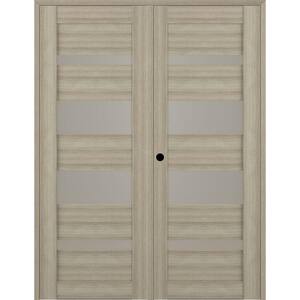 Alba 36 in. x 79.375 in. Right Hand Active 6-Lite Frosted Glass Shambor Finished Wood Composite Double PrehungFrenchDoor