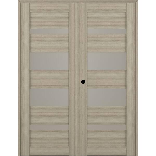 Belldinni Alba 36 in. x 79.375 in. Right Hand Active 6-Lite Frosted Glass Shambor Finished Wood Composite Double PrehungFrenchDoor