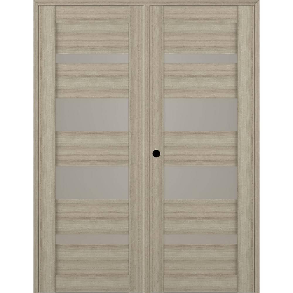 Alba 56 in. x 79.375 in. Right Hand Active 6-Lite Frosted Glass Shambor Finished Wood Composite Double PrehungFrenchDoor price history on PriceWatchPro