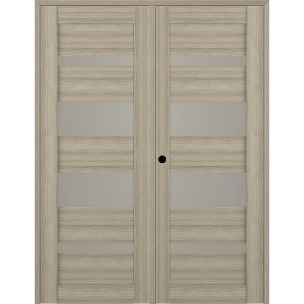 Belldinni Alba 64 in. x 83.25 in. Right Hand Active 7-Lite Frosted Glass Shambor Finished Wood Composite Double Prehung FrenchDoor
