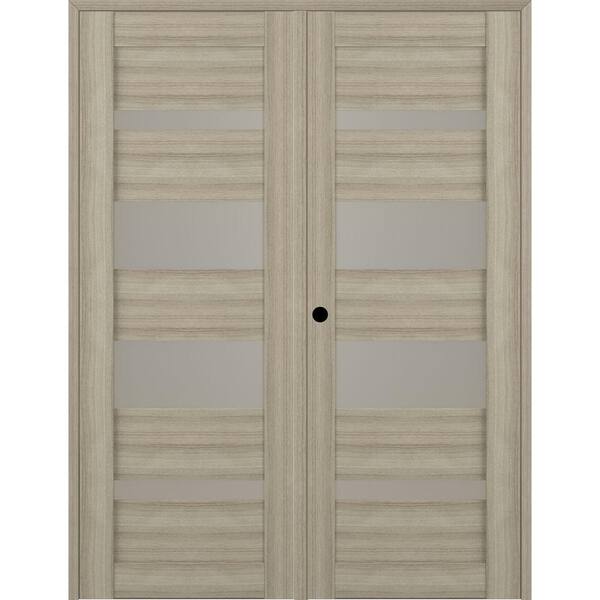 Belldinni Alba 36 in. x 95.25 in. Right Hand Active 7-Lite Frosted Glass Shambor Finished Wood Composite Double Prehung FrenchDoor