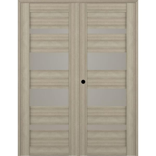 Belldinni Alba 72 in. x 95.25 in. Right Hand Active 7-Lite Frosted Glass Shambor Finished Wood Composite Double Prehung FrenchDoor