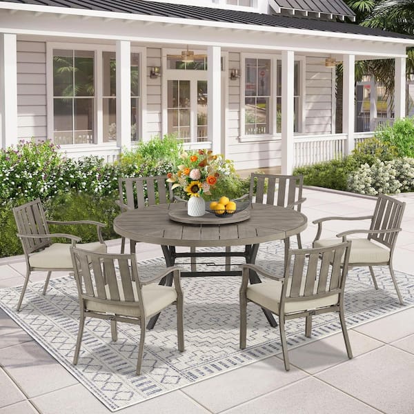 AZUR 7-Piece Aluminum Outdoor Dining Set with Sunbrella Cushions