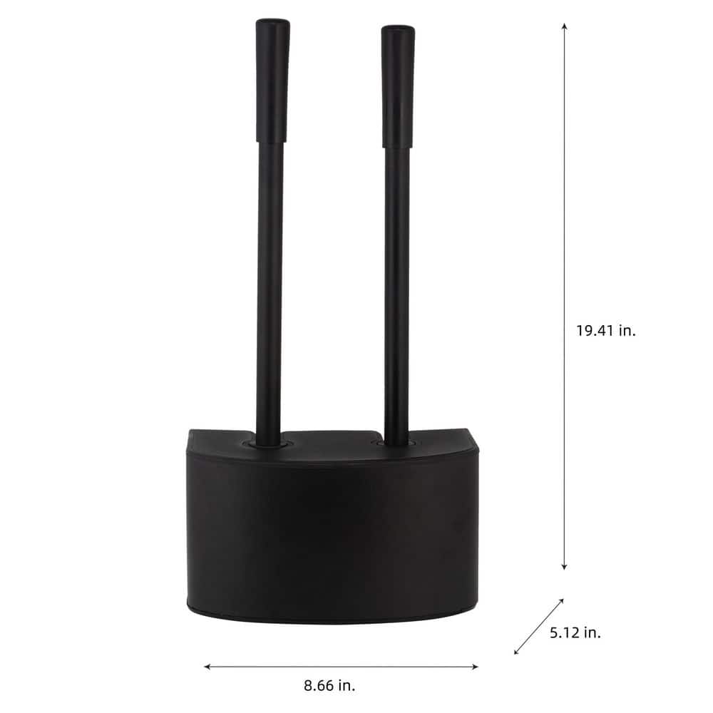 Black Stainless Steel 2-in-1 Toilet Brush and Plunger Set