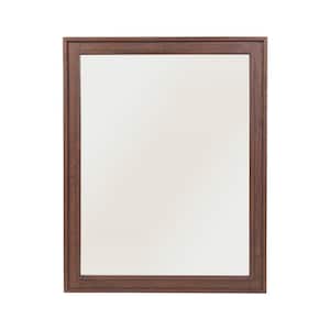 24 in. W x 30 in. H Rectangular Tri Fold Wood Framed Wall Bathroom Vanity Mirror in Brown Oak