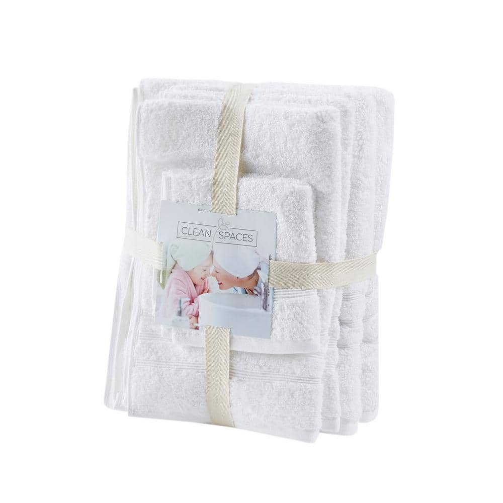  Nurture 6-Piece White Sustainable Antimicrobial Cotton Bath Towel Set