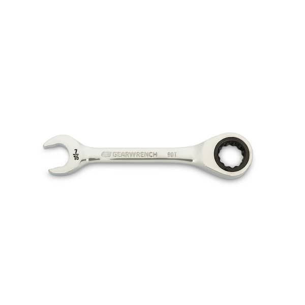 GEARWRENCH 7/16 in. 90-Tooth 12 Point Stubby Ratcheting Combination Wrench