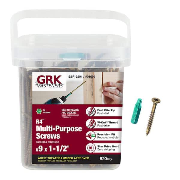 GRK Fasteners #9 x 1-1/2 in. Star Drive Round Head R4 Multi-Purpose Framing and Decking Screws (820-Pack)
