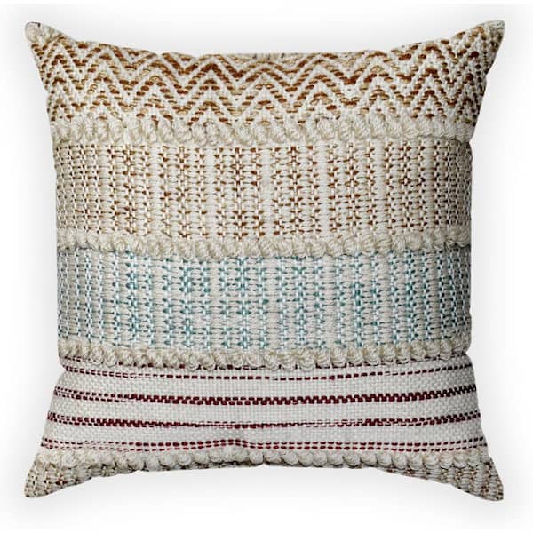 Unbranded 18 in. x 18 in. Woven Outdoor Multi-Recyled Polyester Throw Pillow