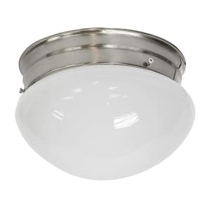 Blaire 9.1 in. 10 Watt Brushed Nickel LED Flush Mount with Clear Glass Nickel Shade