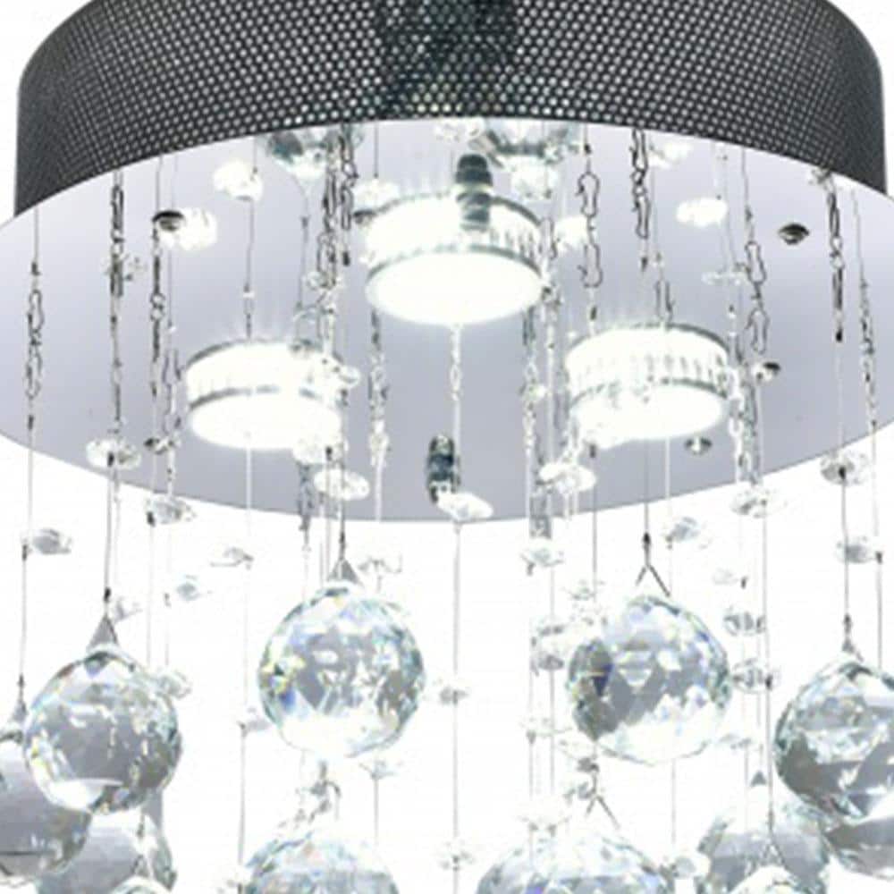 12" Chrome Crystal LED Flush Mount Light