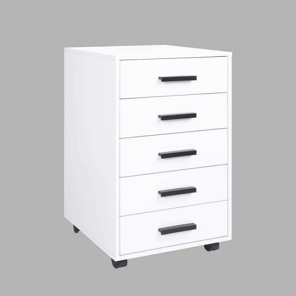 HOMESTOCK 15.7 in. 5 Drawer Wood Office Storage Vertical Rolling File ...