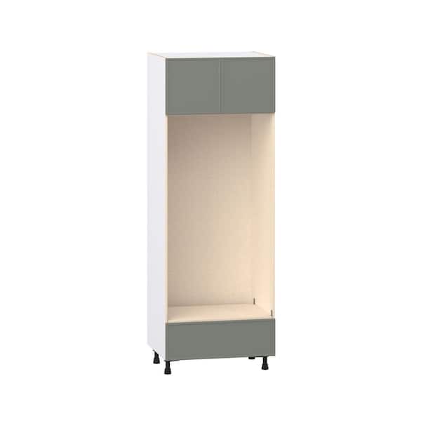 Fairview 30 in. W x 24 in. D x 84.5 in. H Assembled Slim Shaker Double Oven Kitchen Cabinet in Moss Green with Drawer