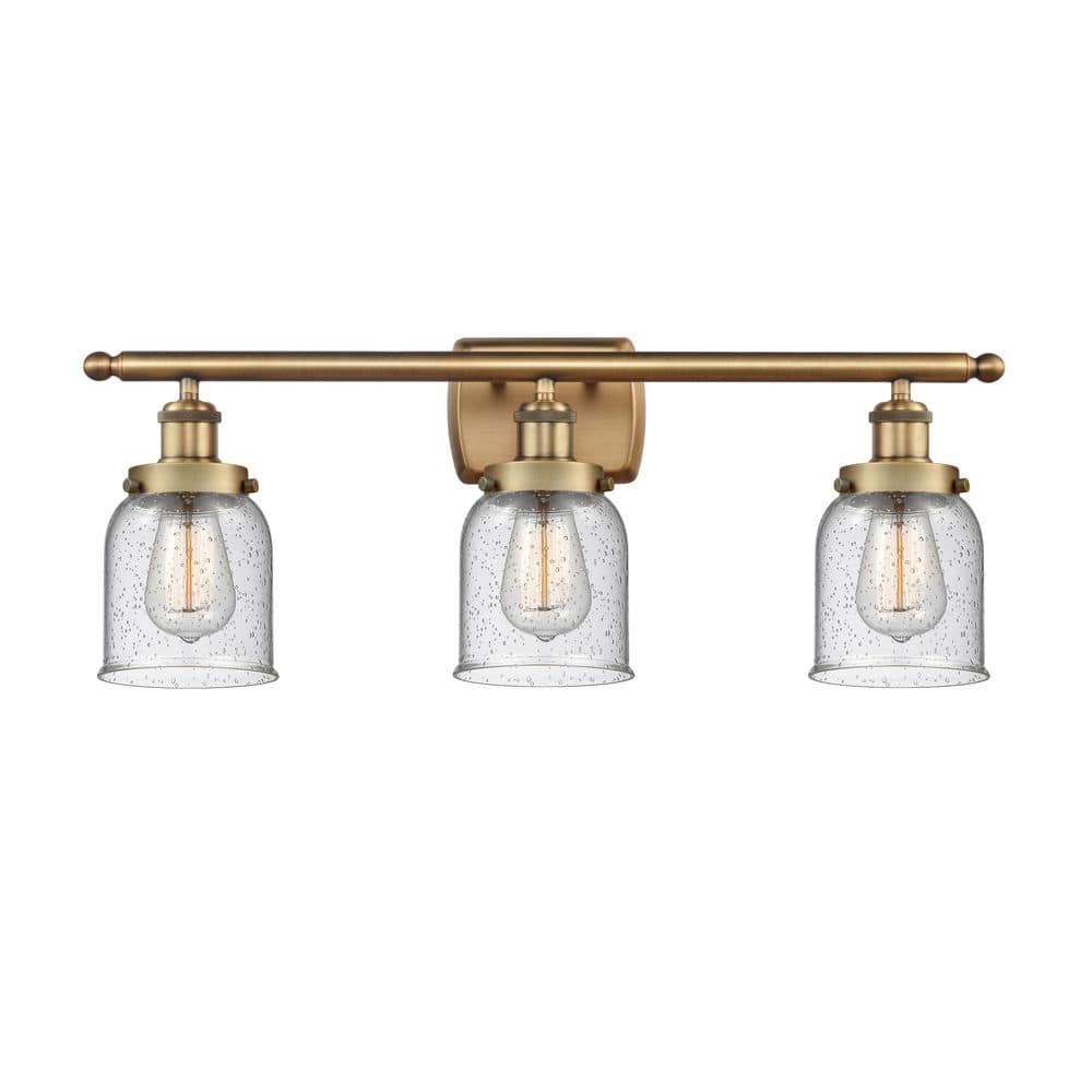 Bell 26 in. 3-Light Brushed Brass Vanity Light with Glass Shade price history on PriceWatchPro