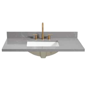 Jaen 43 in. W x 22 in. D Engineered Stone Composite White Rectangular Single Sink Vanity Top in Reticulated Gray